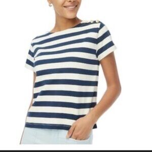 J. Crew Women's Short Sleeve Striped Tee - Blue and White